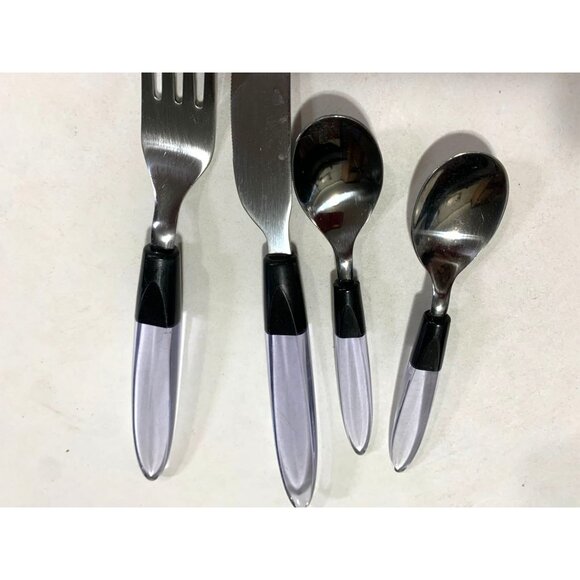 Ikea Clear Plastic Handle Flatware Stainless Steel Lot of 4 Small Spoons x2 Fork - Picture 2 of 2